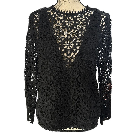 SEA New York Eyelet Cotton Top in Black - Picture 2 of 7